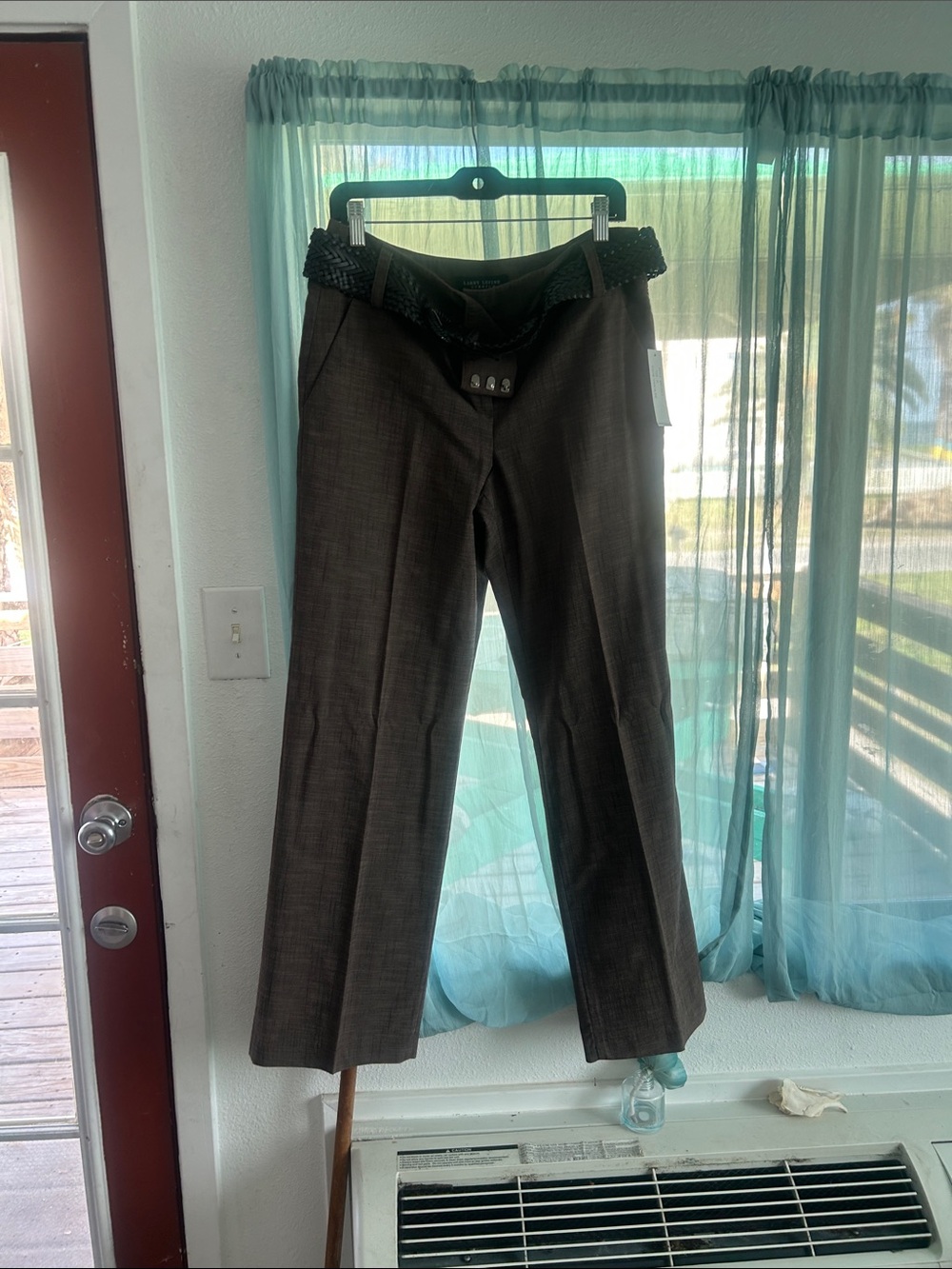 Larry Levine Stretch Pants in Chocolate Brown